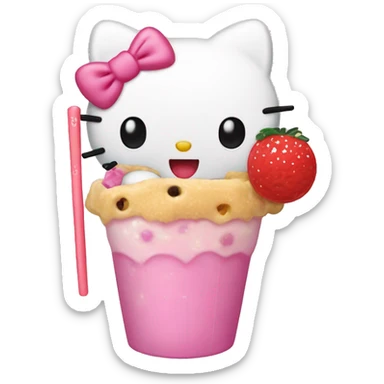 Hello kitty eating boba sticker