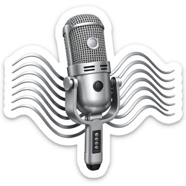 microphone with sound waves around sticker