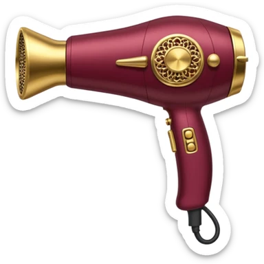 burgundy blow dryer covered in jewelry sticker