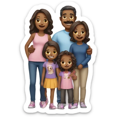 Family of 5 with 3 daughters and dog sticker