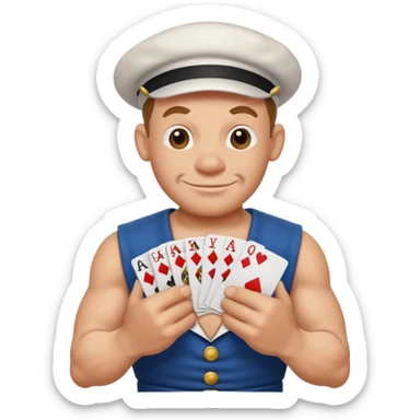 Popeye the sailor holding poker cards sticker