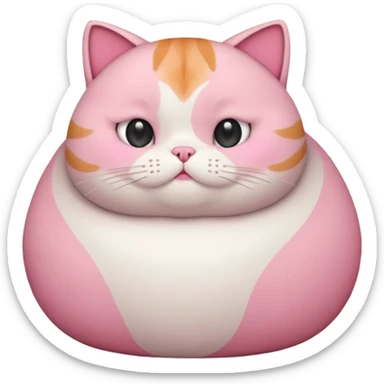 Fat cat with short pink fur and short little legs  sticker