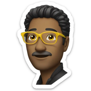Man with yellow tinted glasses and black hair  sticker