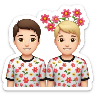 boys in flower shirts sticker
