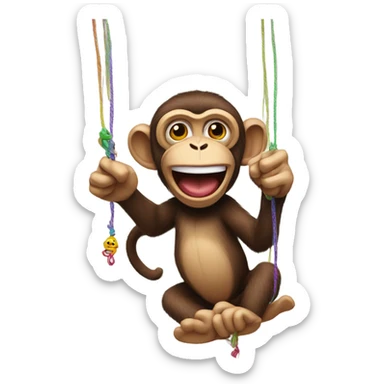 Monkey controlling puppet sticker