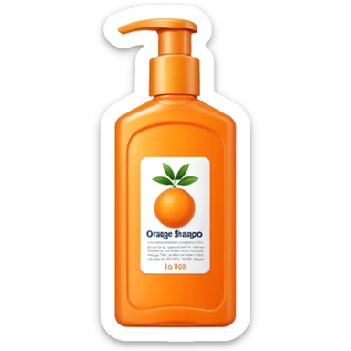 Square-shaped orange-colored shampoo - No product descriptionSquare-shaped package containing an orange-colored shampoo without embossing - no product description sticker