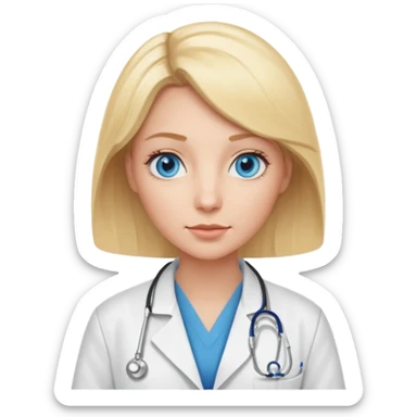 Una mujer rubia de ojos azules que es doctora sticker