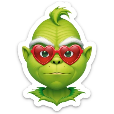 The grinch with heart sunglasses  sticker