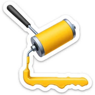 paint roller with yellow paint on it sticker