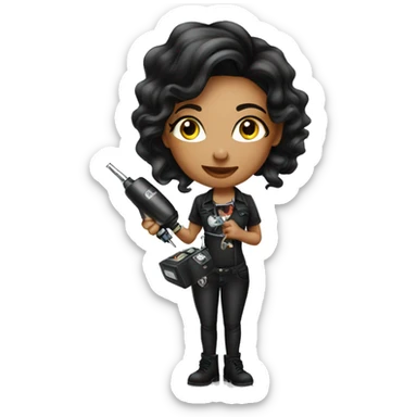 Female tattoo artist with tattoo machine sticker