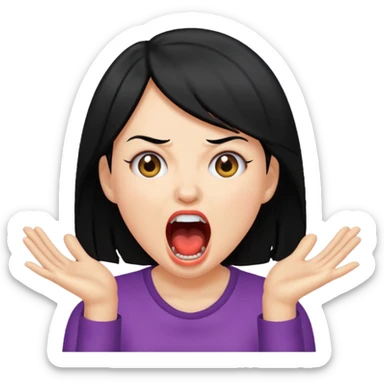 femme cheveux noire peau claire qui crie  sticker