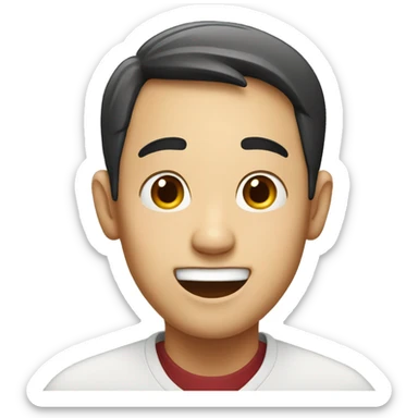 Smiling Chinese man have a surprised sticker