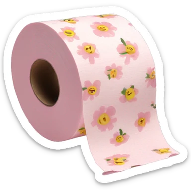 Light pink floral print toilet paper  sticker