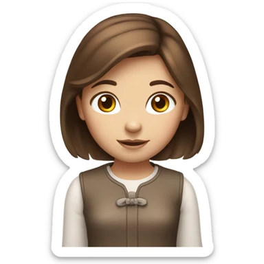 girl with brown hair that looks like hello kitty sticker