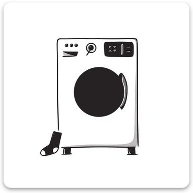 hand-drawn doodle of a washing machine, simple and playful sticker
