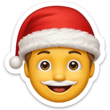 Smiling emoji with santa hat on, google style sticker