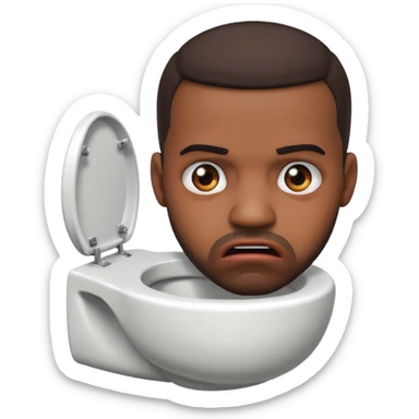 The famous musical artist, drake, drake’s head is putting on an exaggerated angry expression and appears popping his head out of a toilet. sticker