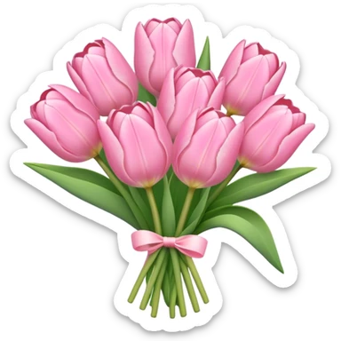pastel pink tulip flower bouquet sticker