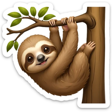 baby sloth on the tree sticker