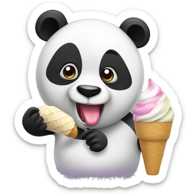 Panda eating ice cream sticker