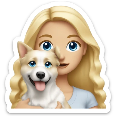 Blonde girl blue eyes holding spitz  sticker