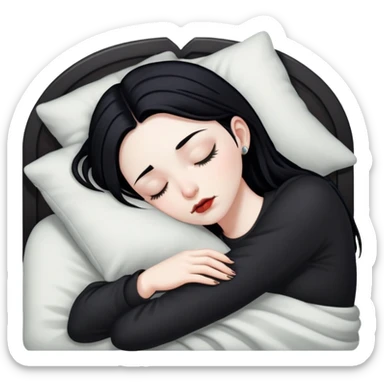 goth white girl and black hair sleeping sticker