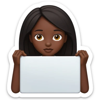 Girl Black Bat holding large blank sign sticker