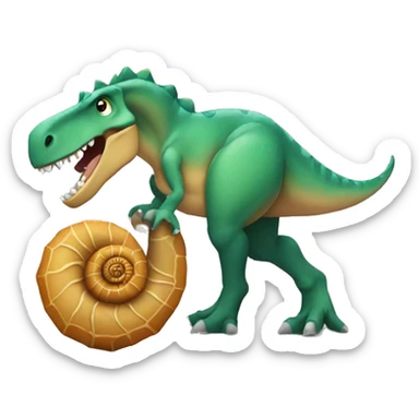 dinosaur holding ammonite  sticker