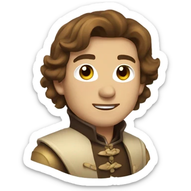 Musketeer man beige jacket short brown hair smirk sticker