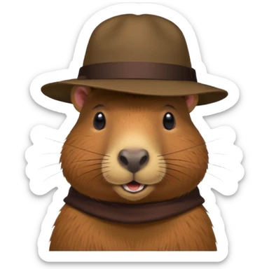 Realistisk Capybara med hat sticker