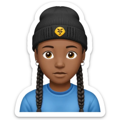 an african teen with cornrows and wears a beanie sticker