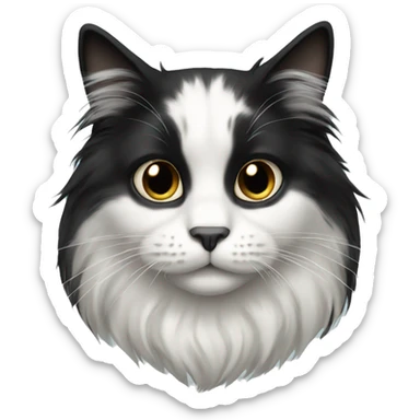 Black and white long haired cat sticker