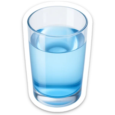 glass of water icon with realistic reflections and transparency in skeuomorphism style sticker