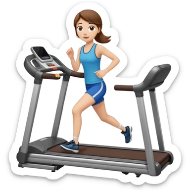 white girl with brown hair on treadmill sticker
