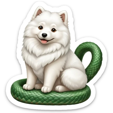 Samoyed sitting on a snake sticker