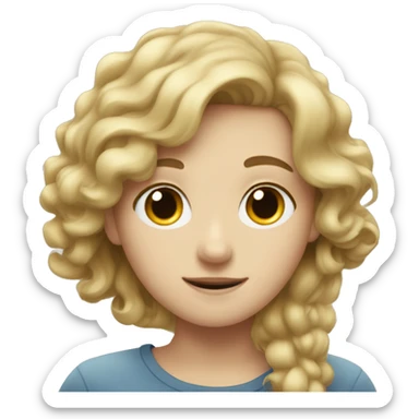 Dark blonde hair girl hugging a boy with black curly hair sticker