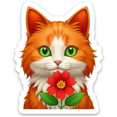 Cat and flower sticker