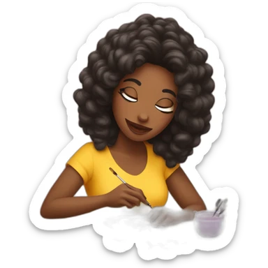 Mujer pintando uñas sticker