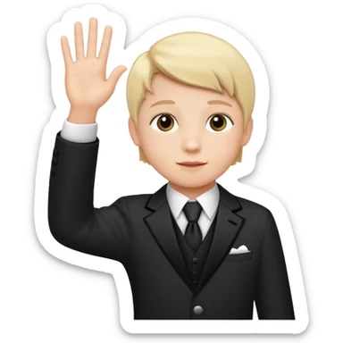 a child raising their hand politely, etiquette theme sticker