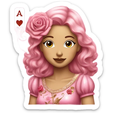 Pink deck of cards with glitter and roses  sticker
