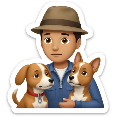 dog fighting man sticker