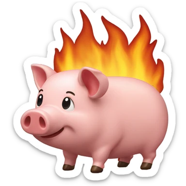 cochon tirelire sur un feu de bois sticker