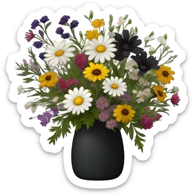 Black Boquet of wildflours sticker