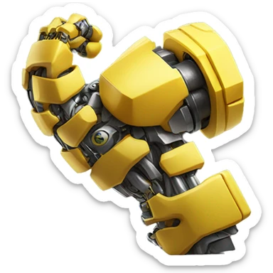 Flexing yellow mechanical cyborg bicep and arm sticker