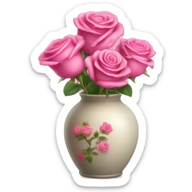 Pink roses in vase  sticker