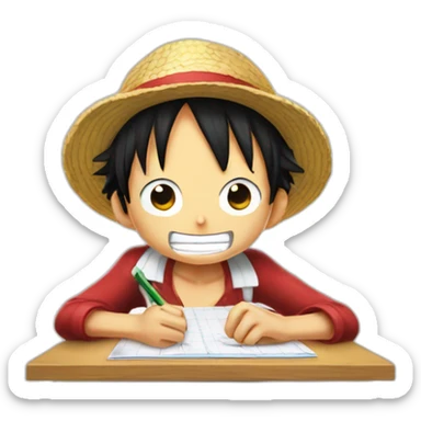 luffy one piece doing mathematic homework sticker