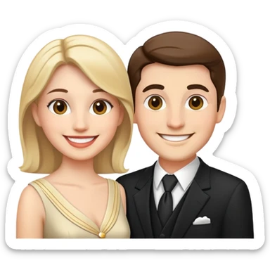 smiling couple in formal attire sticker