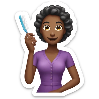 Woman with a nail polish in one hand and a nail file in the other hand sticker