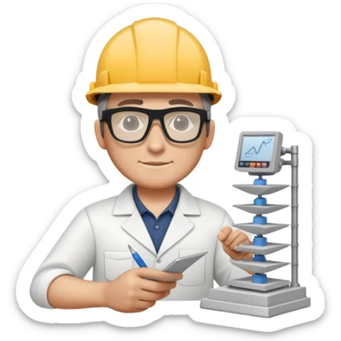 architect with protective eyewear building a scale model sticker