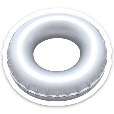 inflatable floating ring on pool white y silver sticker